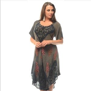 🆕 Green Unique Batik Print Boho Dress